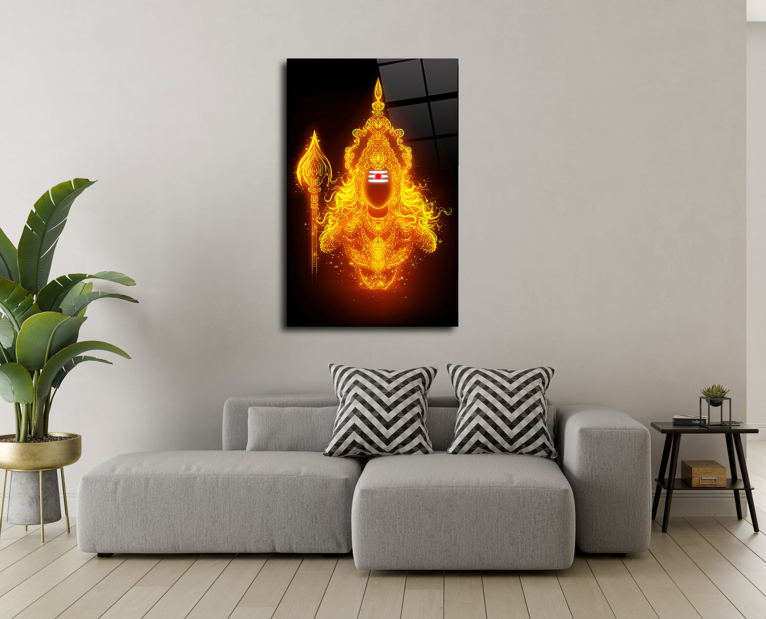 Lord Kumara Swamy (Murugan) with Weapon Glass Wall Art - Divine Warrior&