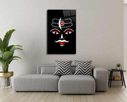 Mahakal Ji Outline Glass Wall Art - Divine Presence on Black Background