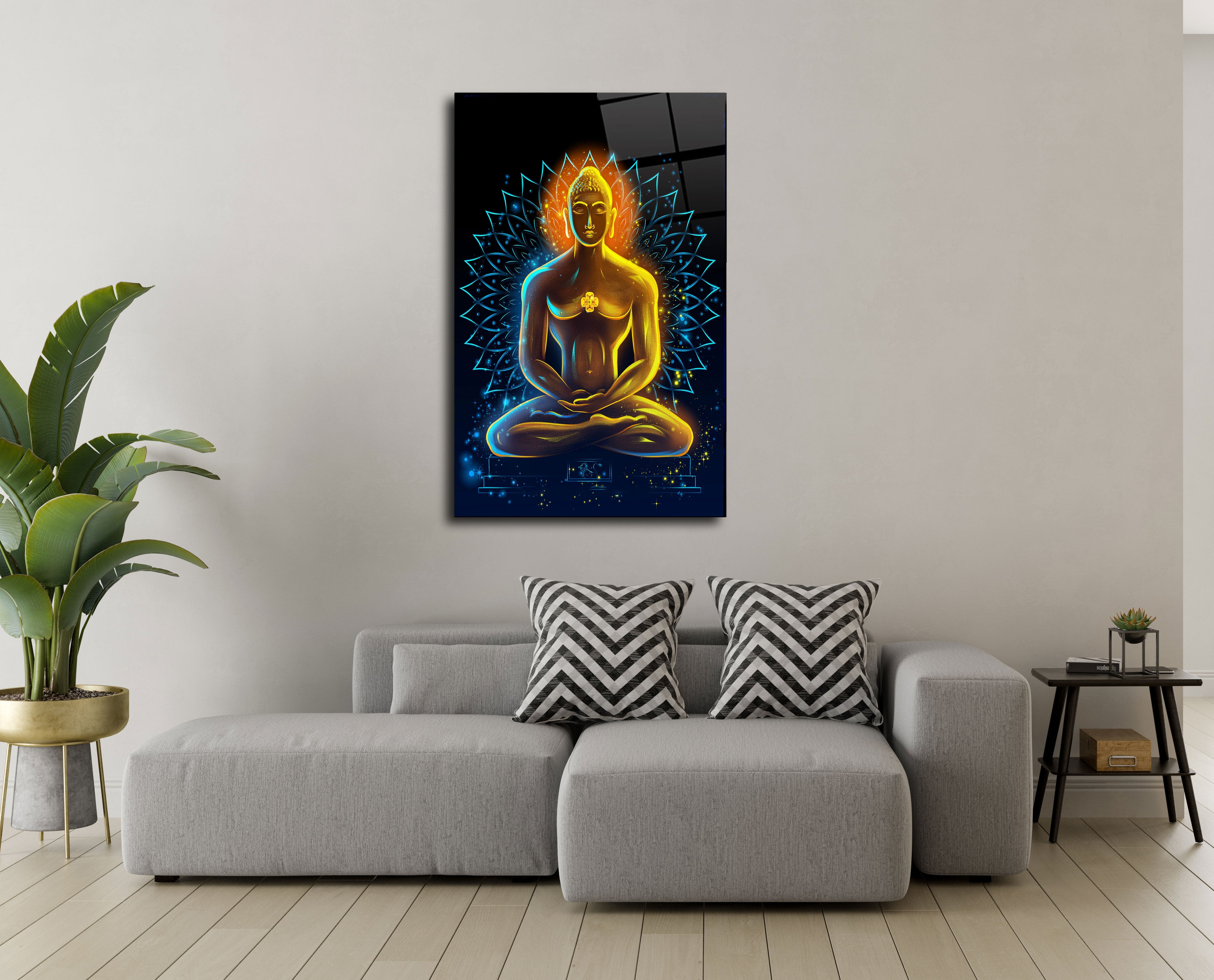 Mahavir in Meditation Glass Wall Art - Serene Enlightenment