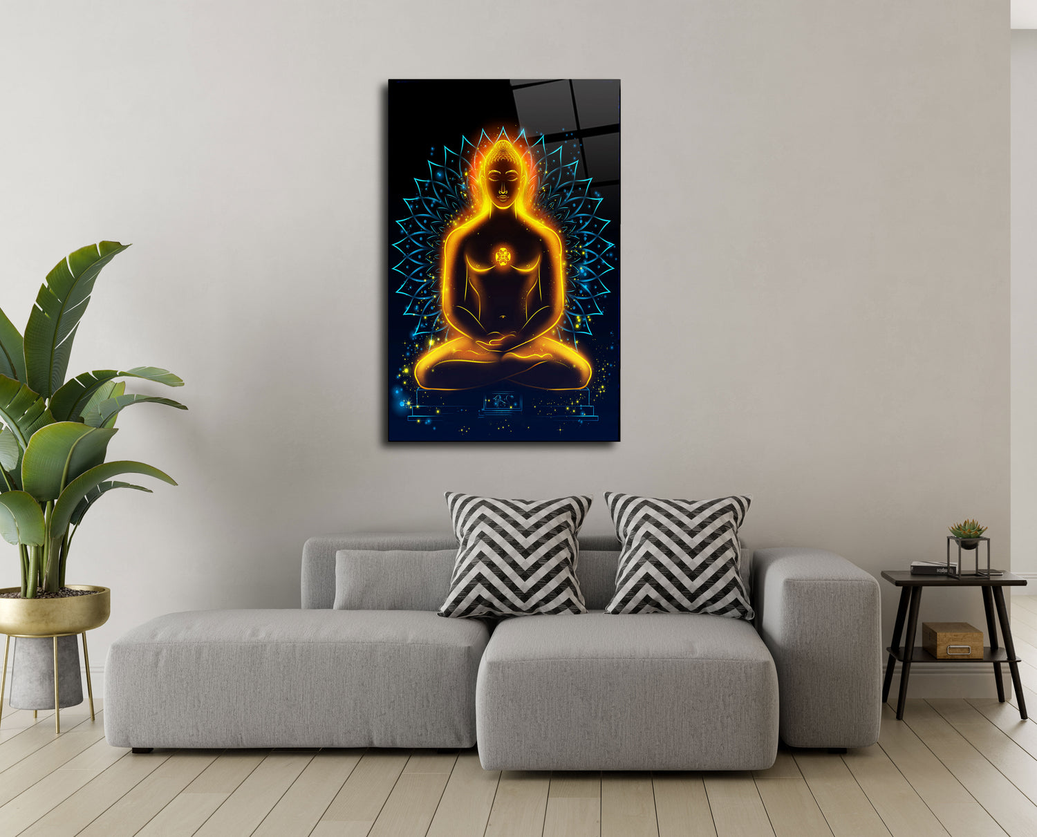 Mahavir in Meditation Glass Wall Art - Serene Enlightenment