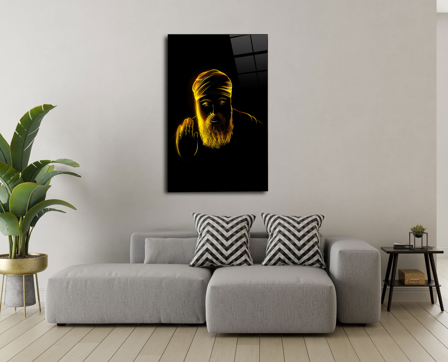 Guru Nanak Ji Glass Wall Art - Embrace Divine Enlightenment