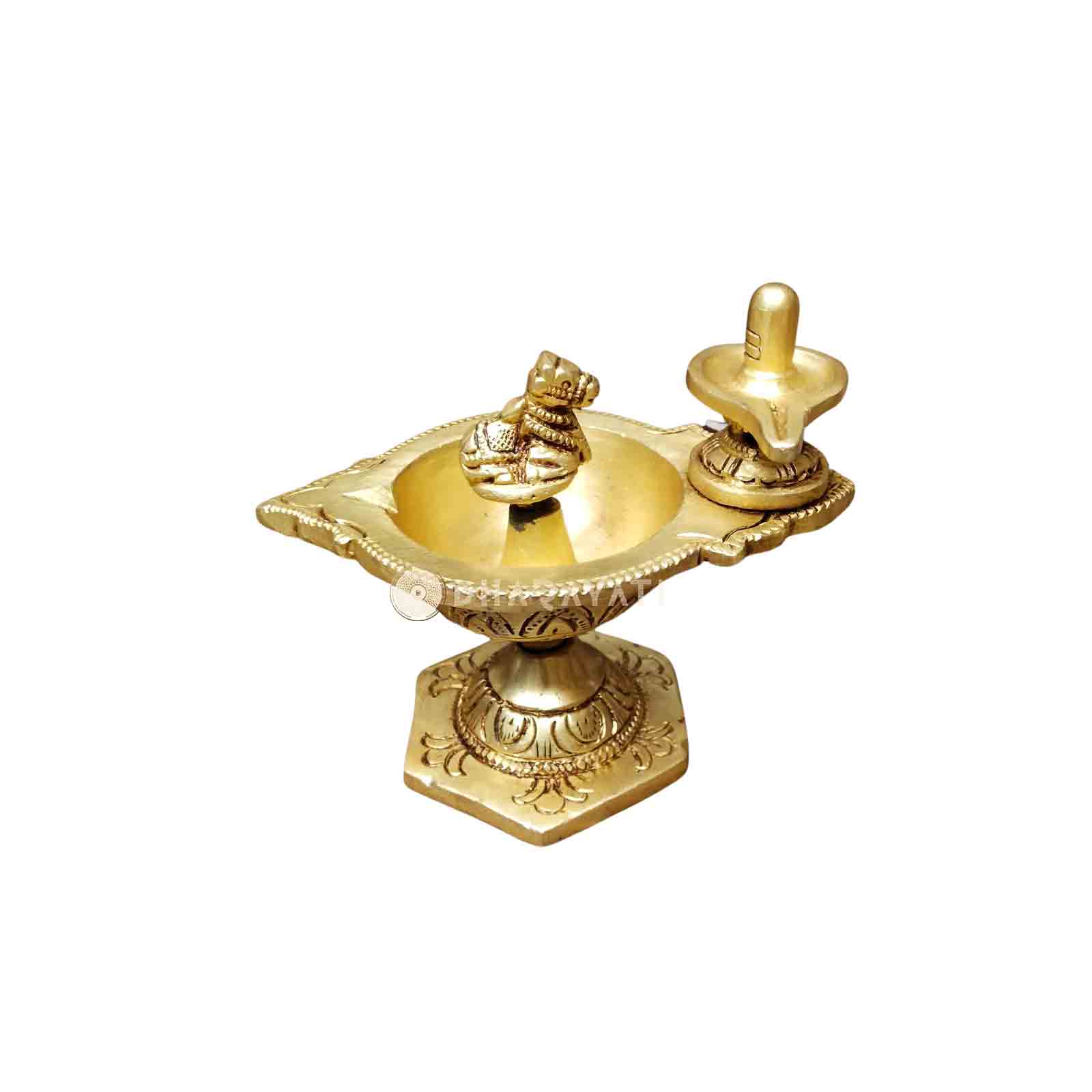 Brass Diya Featuring Lingam and Nandi