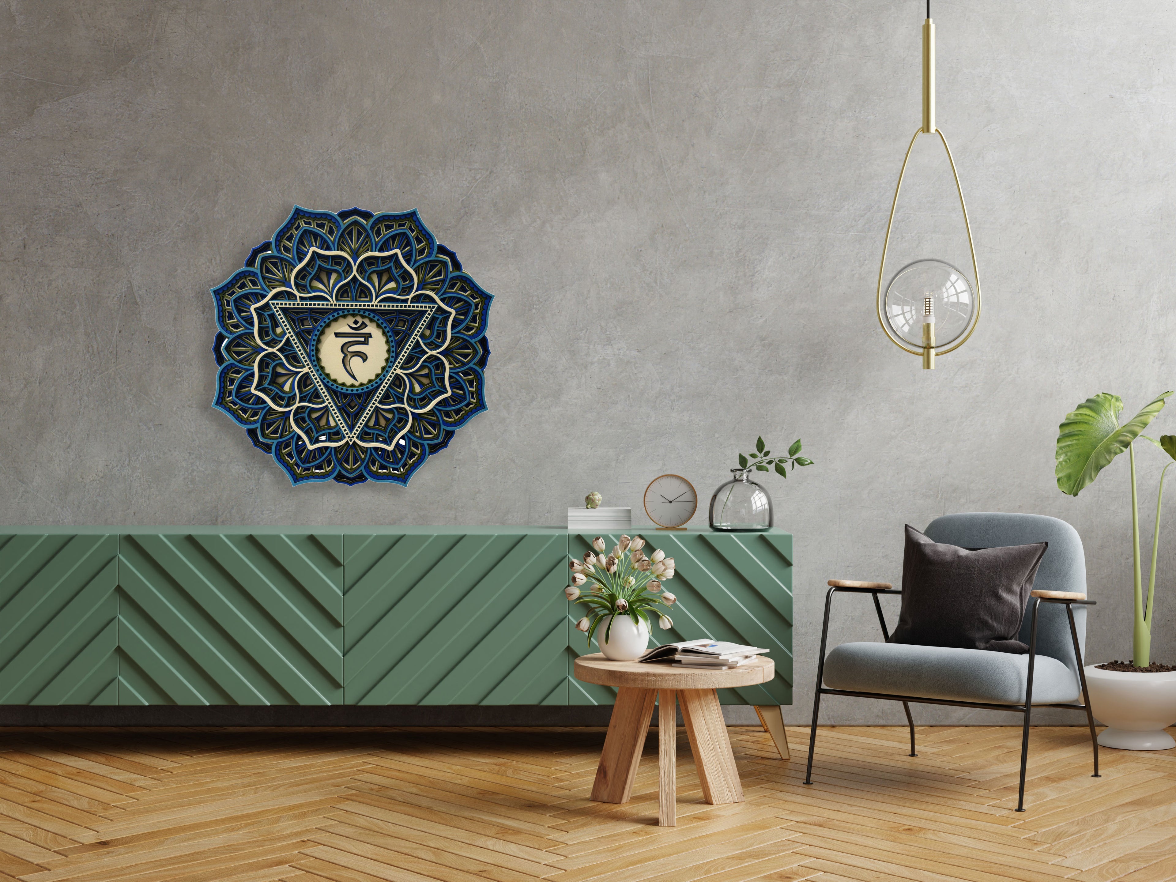 Throat Chakra, Geometric | Wooden Wall Décor