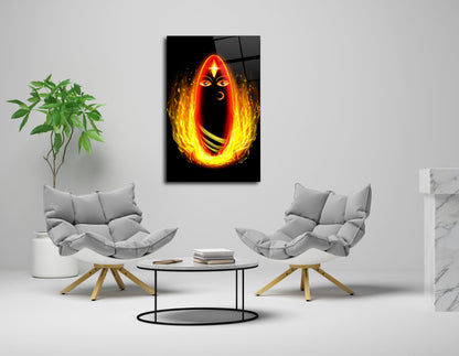 Sacred Illumination: Linga Bhairavi Glass Wall Art - Divine Feminine Energy Embodied