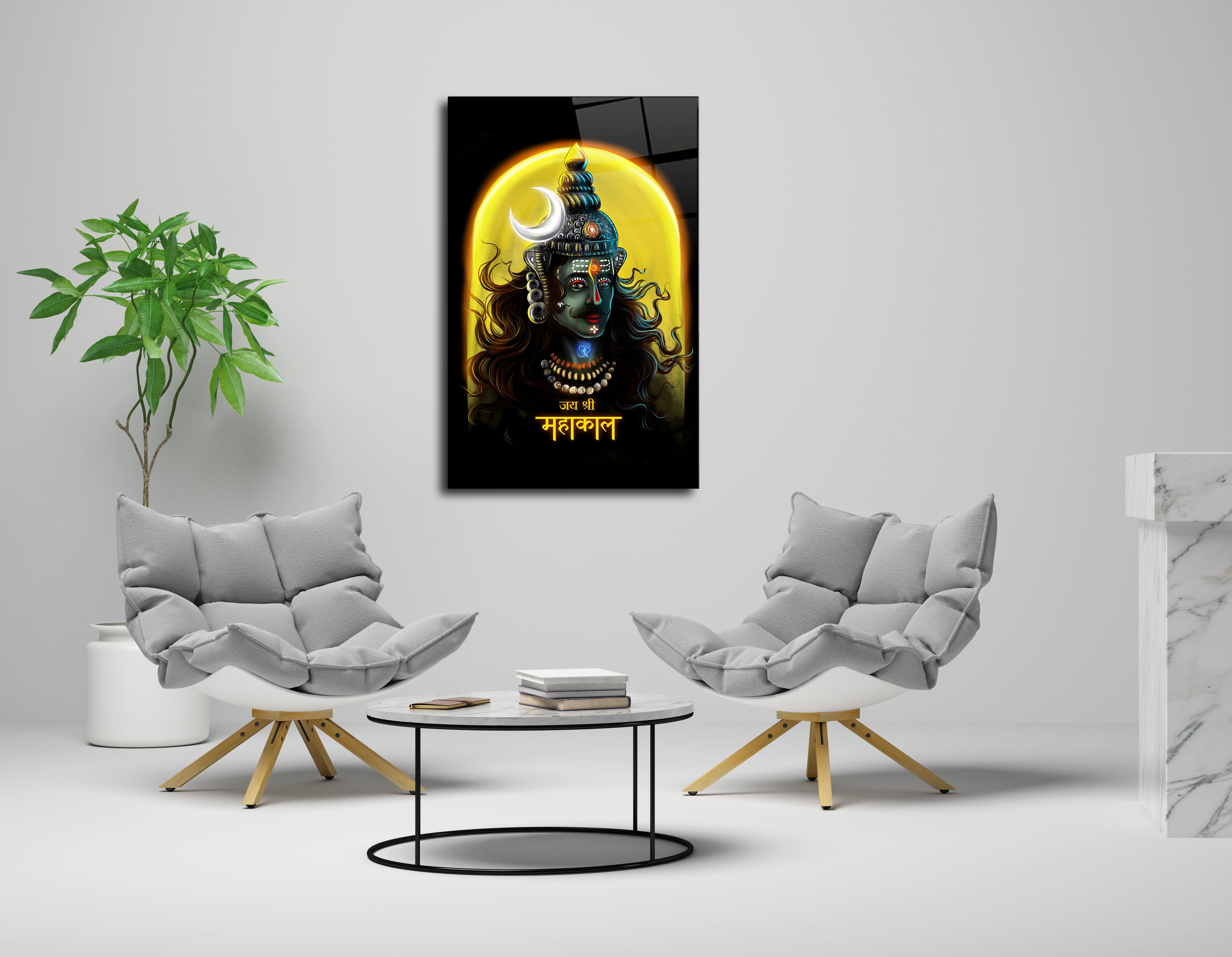 Jai Shree Mahakal Glass Wall Art | Divine Home Decor