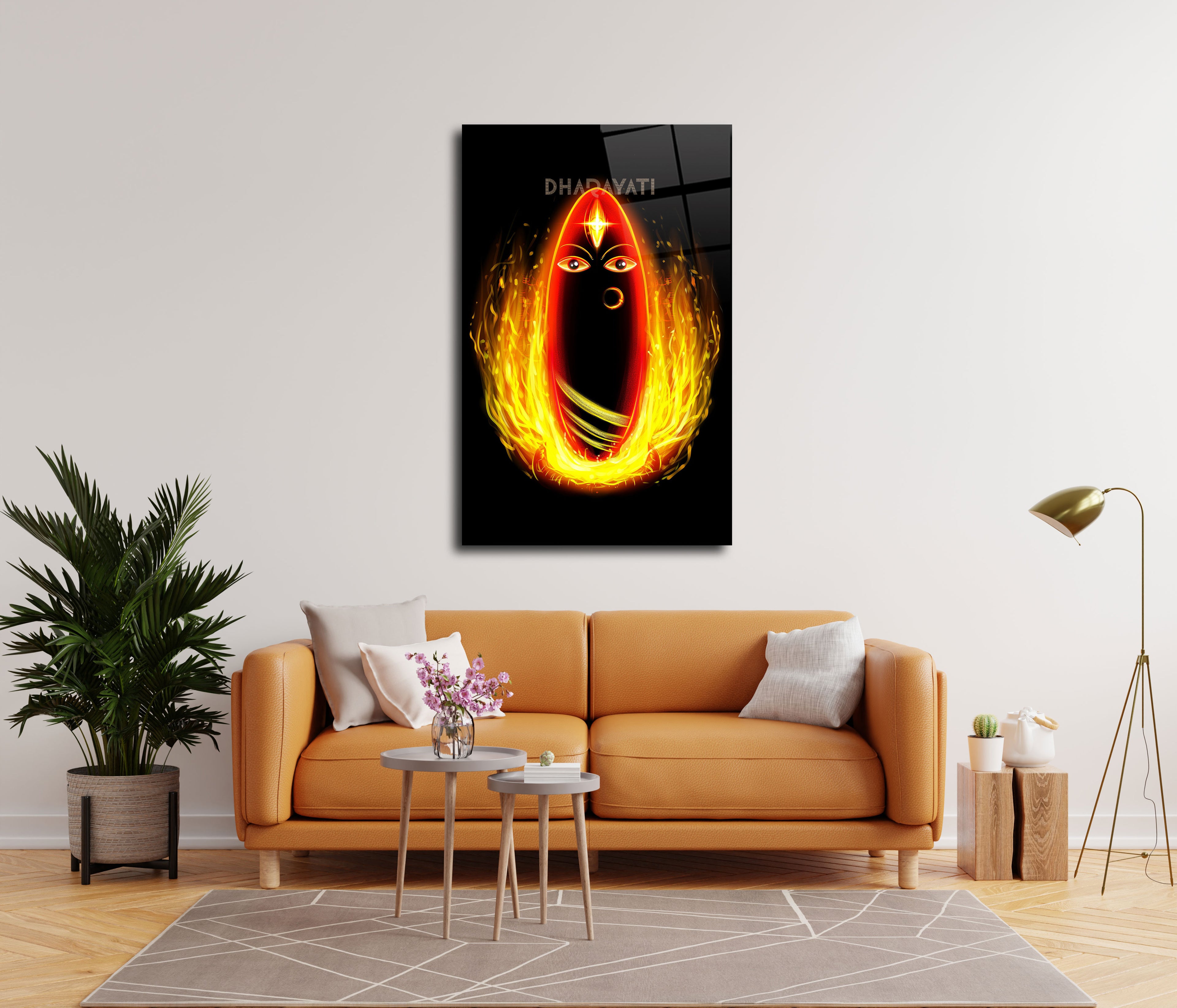 Sacred Illumination: Linga Bhairavi Glass Wall Art - Divine Feminine Energy Embodied