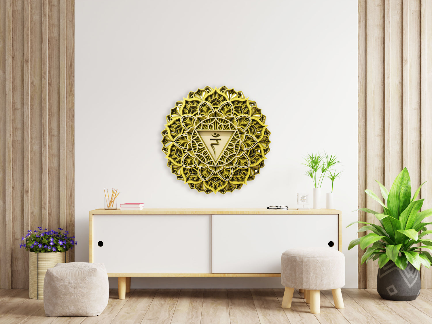 Solar Plexus Chakra, Geometric |  Wooden Wall Decor