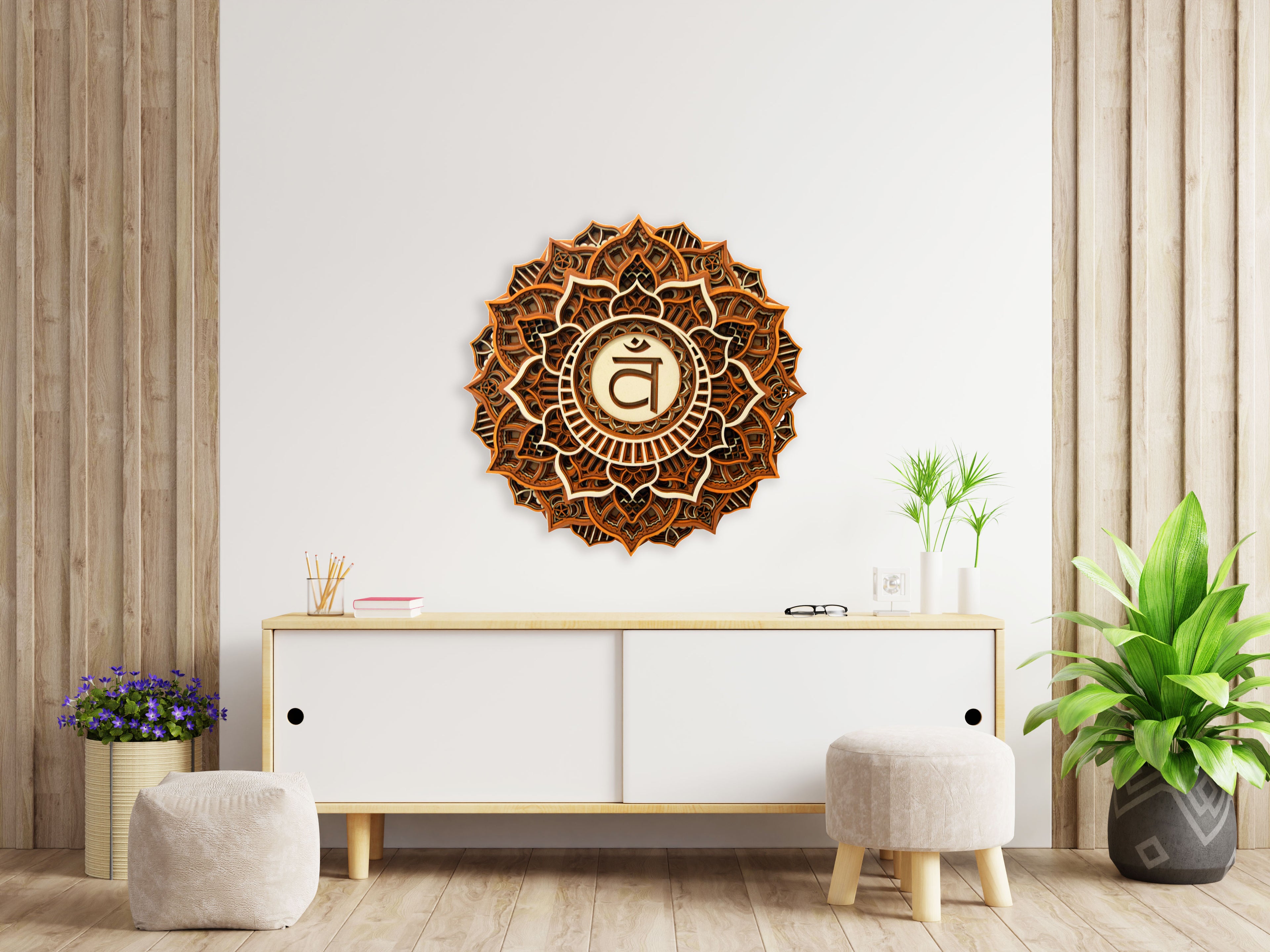 Sacral Chakra, Geometric |  Wooden Wall Decor