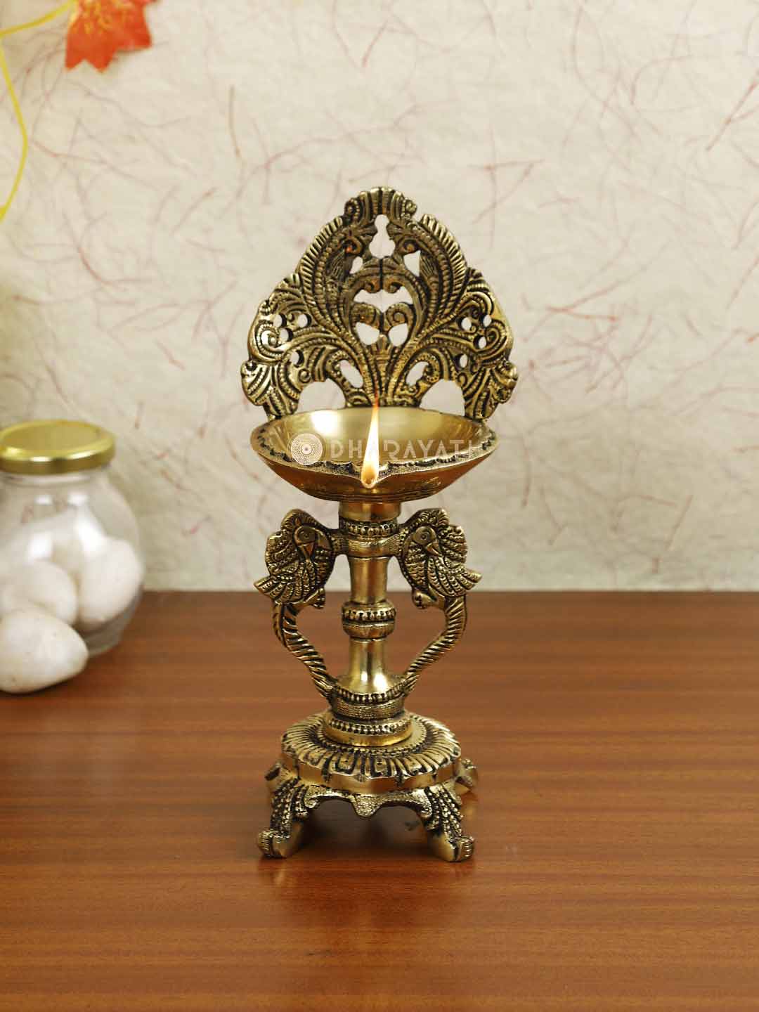 Bird Design Diya Decorative Brass Figurine