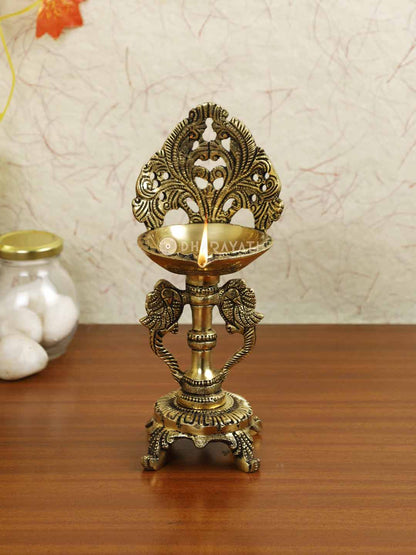 Bird Design Diya Decorative Brass Figurine