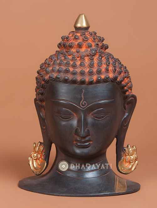 Buddha Head Statue Decorative Brass Figurine