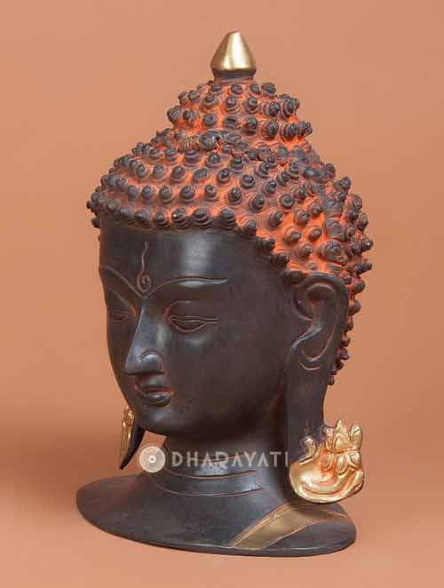 Buddha Head Statue Decorative Brass Figurine