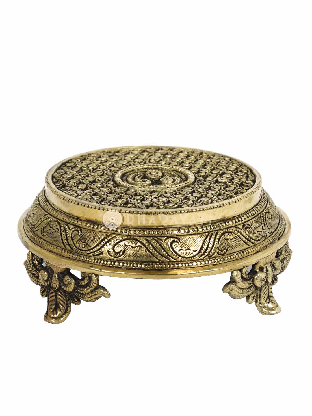 Brass Flower Chowki With Ghungroo Decorative