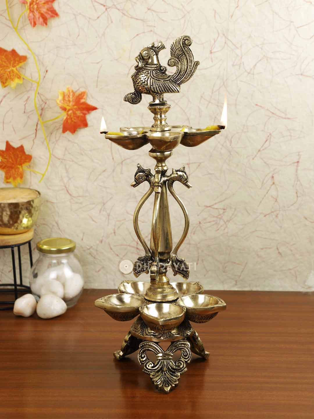 Pancham Bird Design Lamp With 10 Diya&