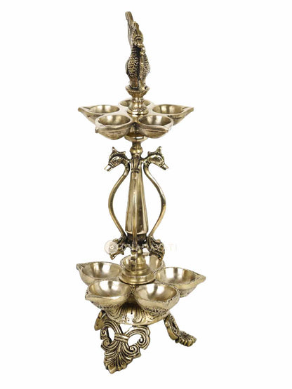 Pancham Bird Design Lamp With 10 Diya&