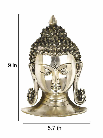 Buddha Mask Wall Hanging Decorative Brass Figurine Big Size