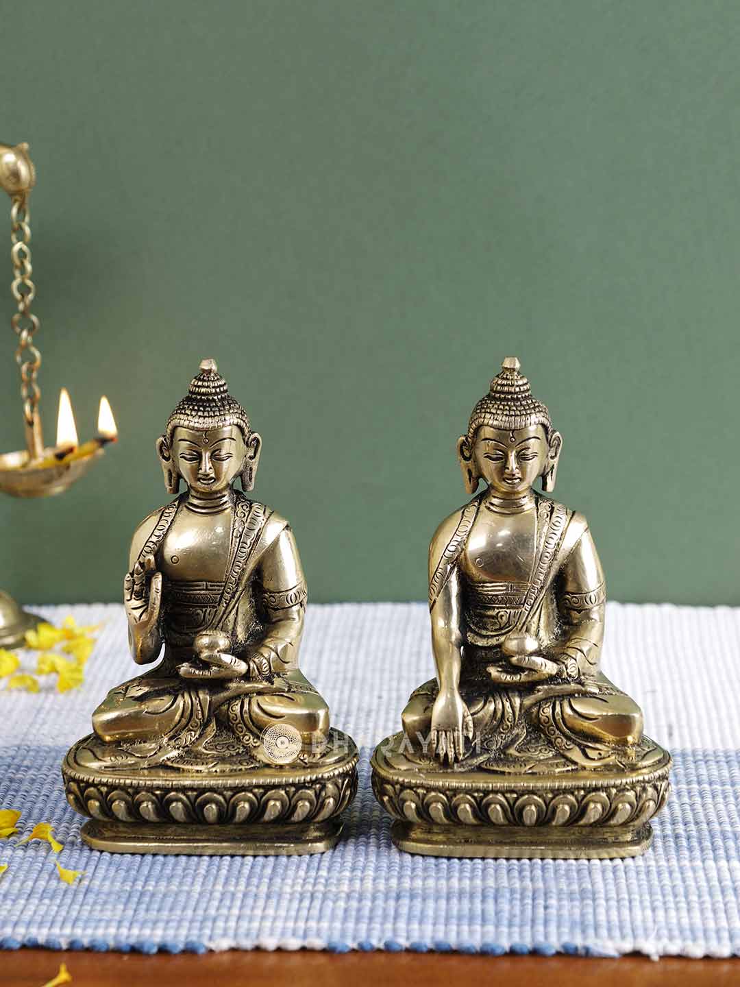 Buddha Set Of 2 Decorative Brass Figurine