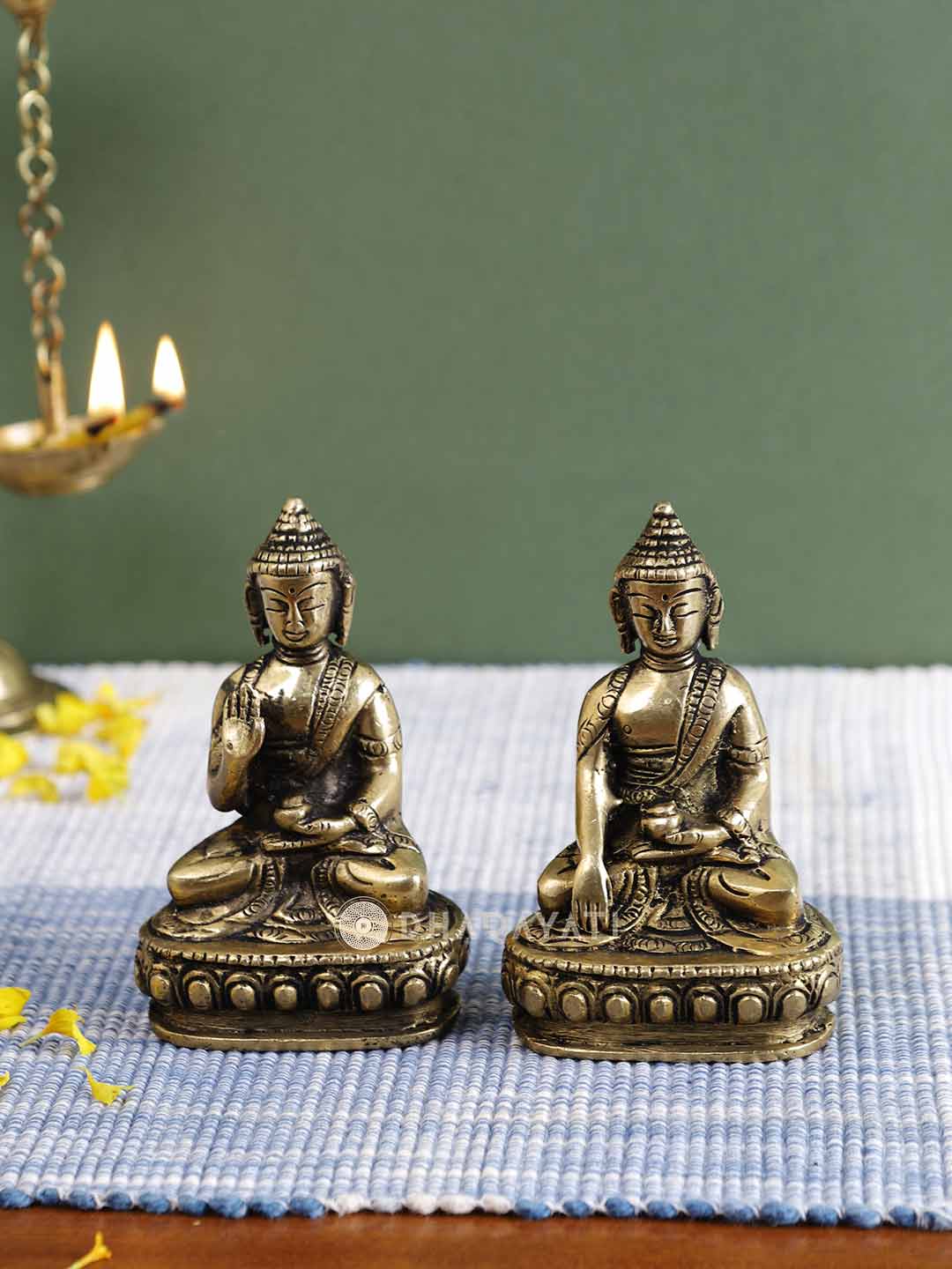 Buddha Set Of 2 Decorative Brass Figurine