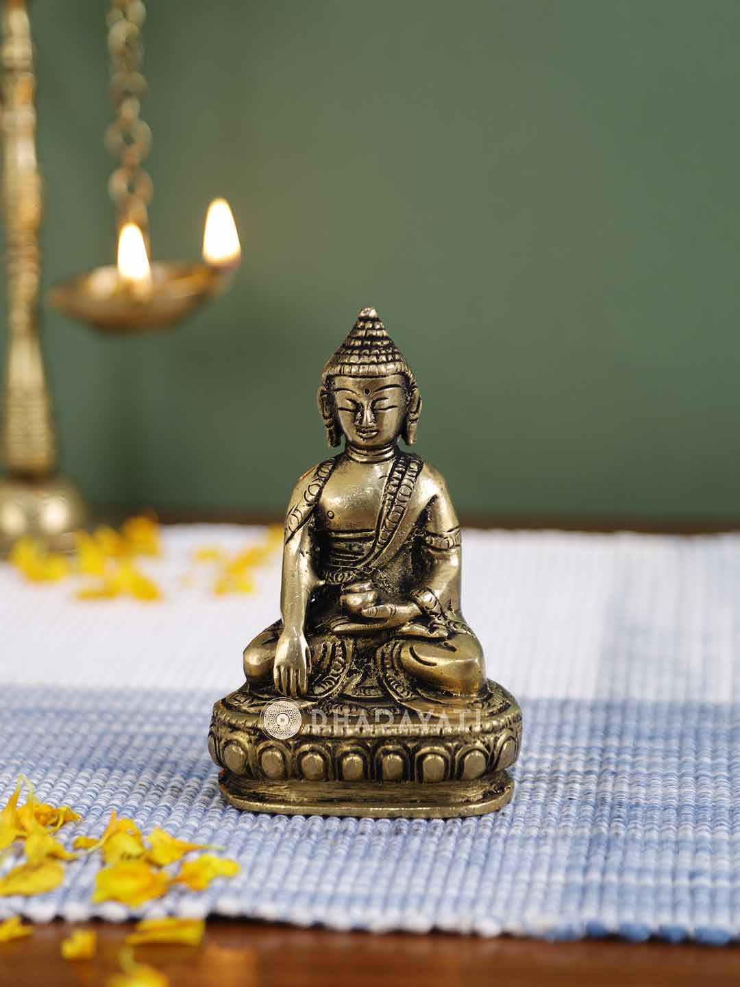 Buddha Set Of 2 Decorative Brass Figurine