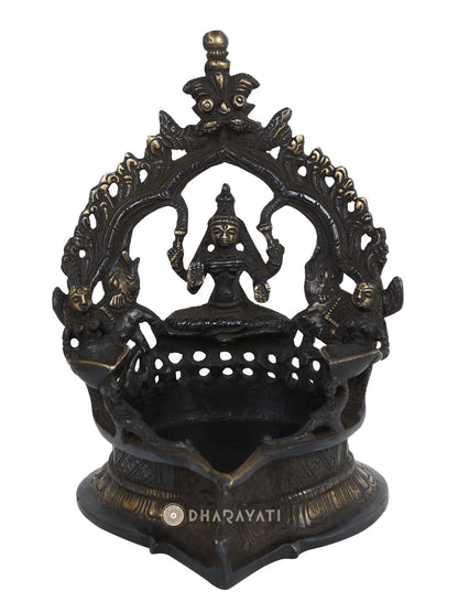 Brass Diya with Deity