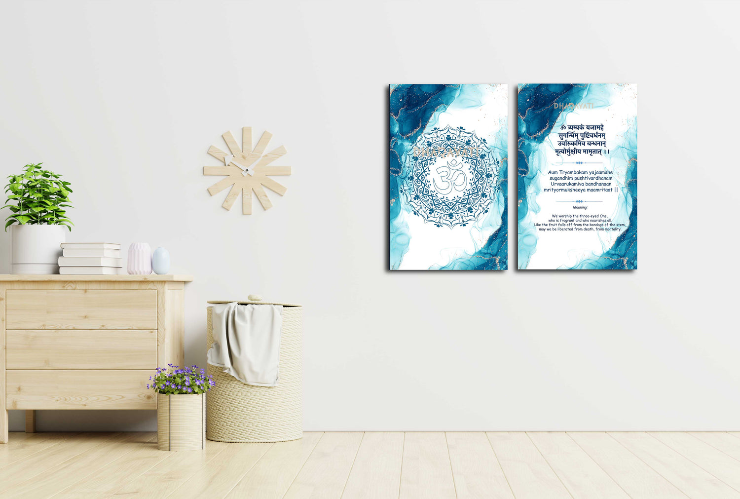 Divine Resonance: Maha Mrityunjaya Mantra Glass Wall Art - Harness the Power of Healing Chants