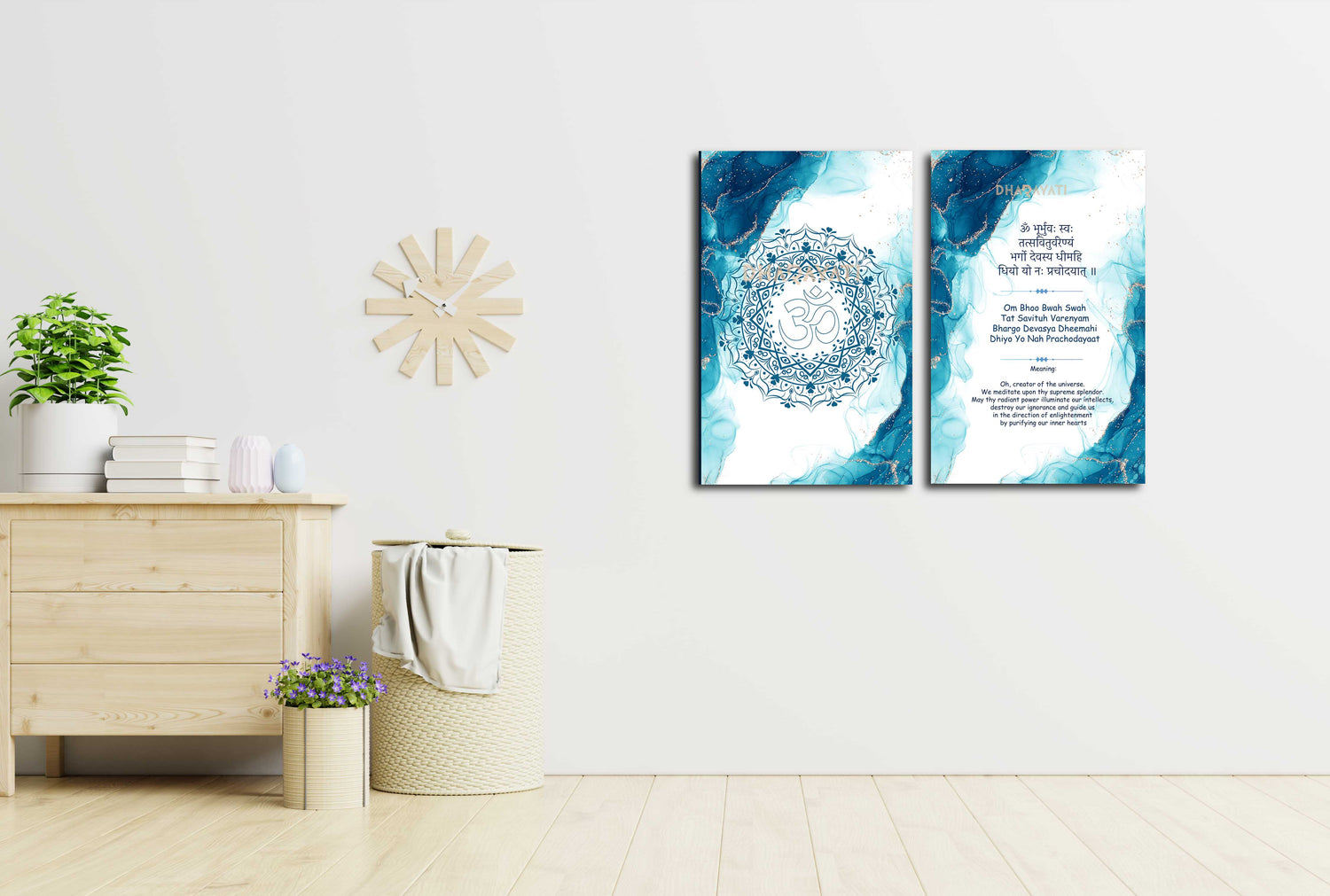 Gayatri Mantra Sloka: Divine Glass Wall Art for Spiritual Awakening