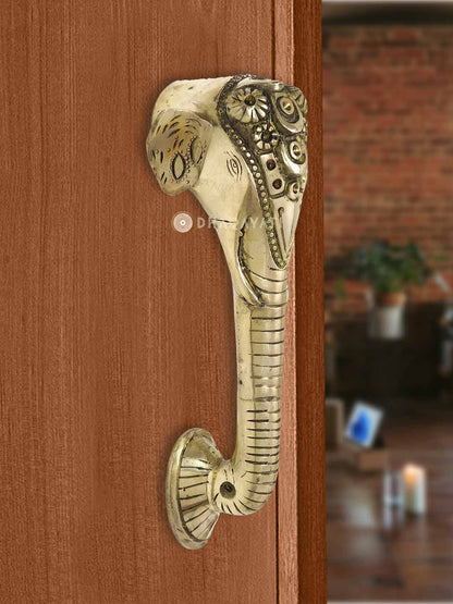 Elephant Door Handle Decorative Brass