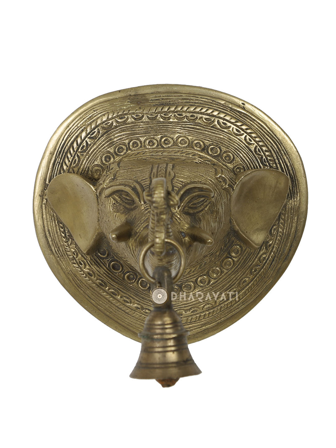 Elephant Face Wall Hanging Bell Decorative Brass