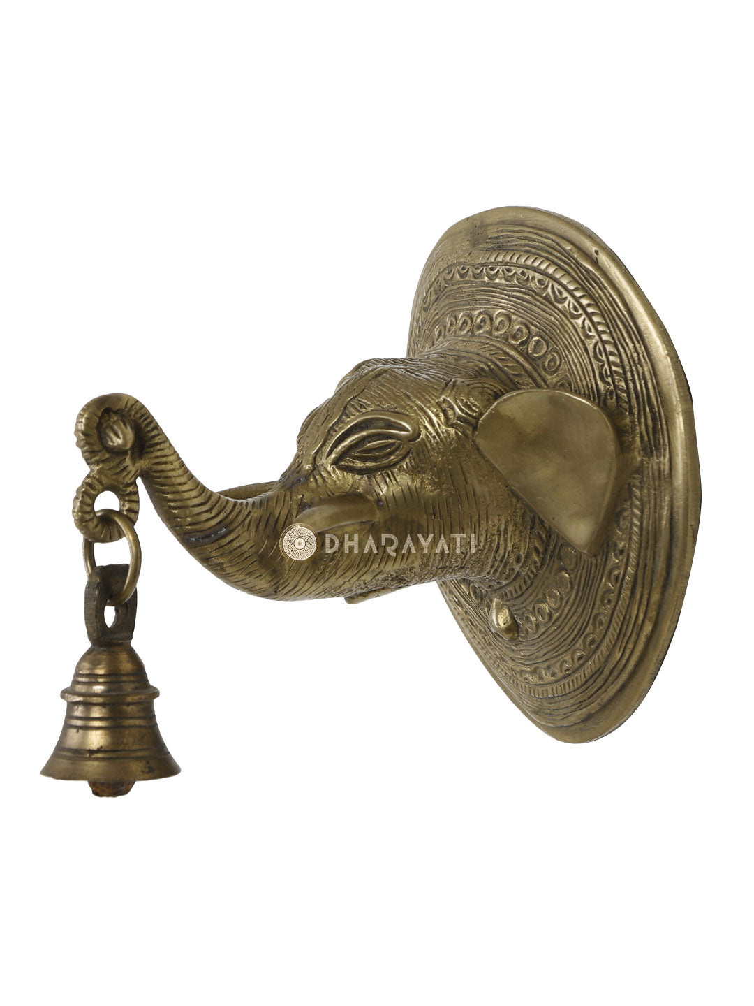 Elephant Face Wall Hanging Bell Decorative Brass