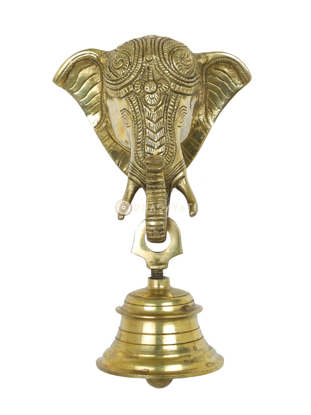 Elephant Face Wall Hanging Bell Decorative Brass