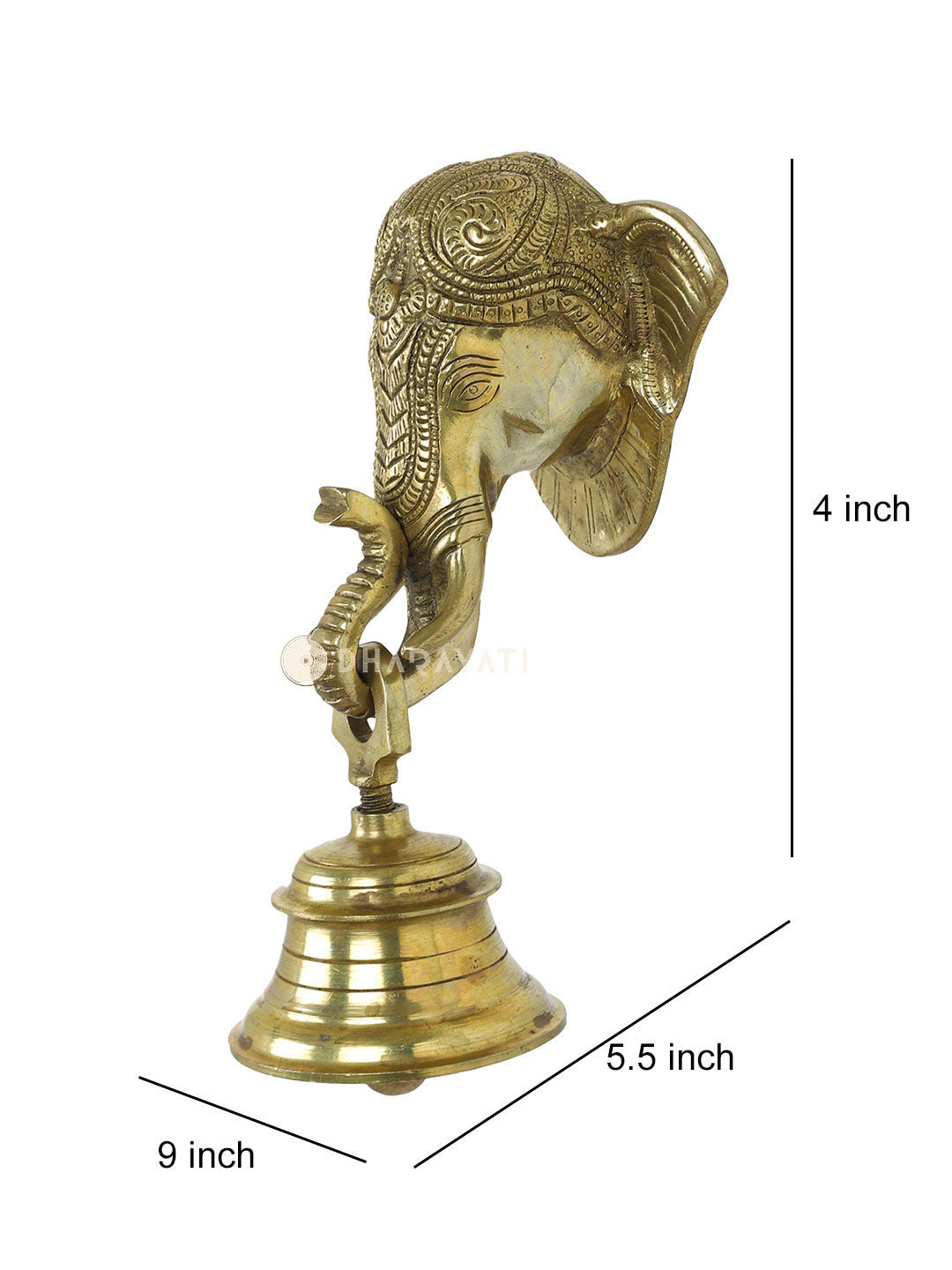 Brass Elephant Face Wall Hanging Bell Decorative