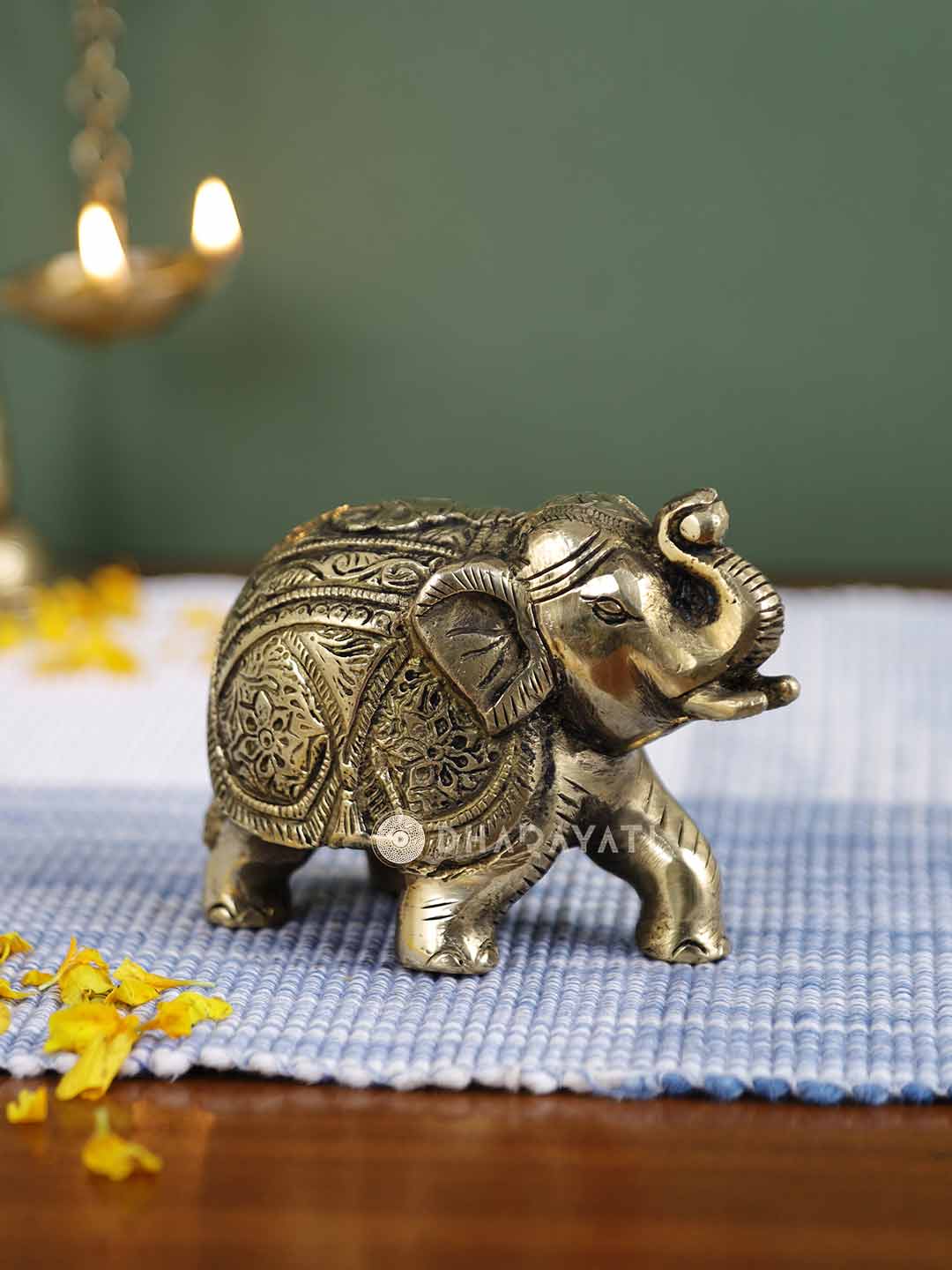 Elephant Table Top Accent Decorative Brass