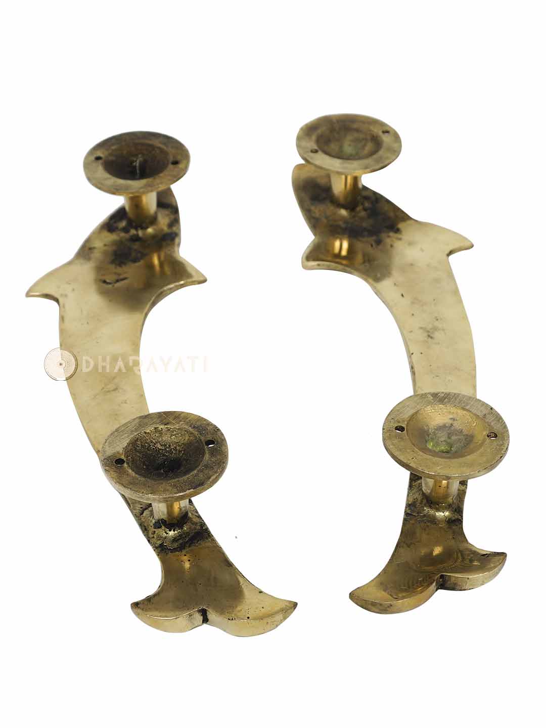 Fish Design Door Handle Pair Decorative Brass