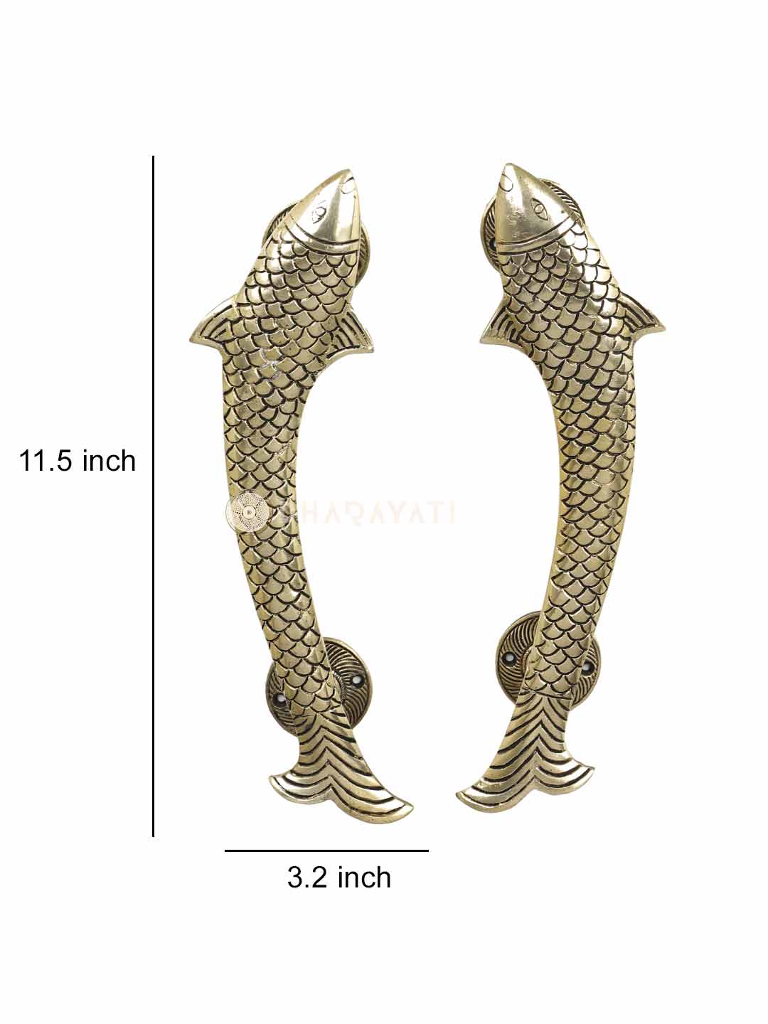 Fish Design Door Handle Pair Decorative Brass