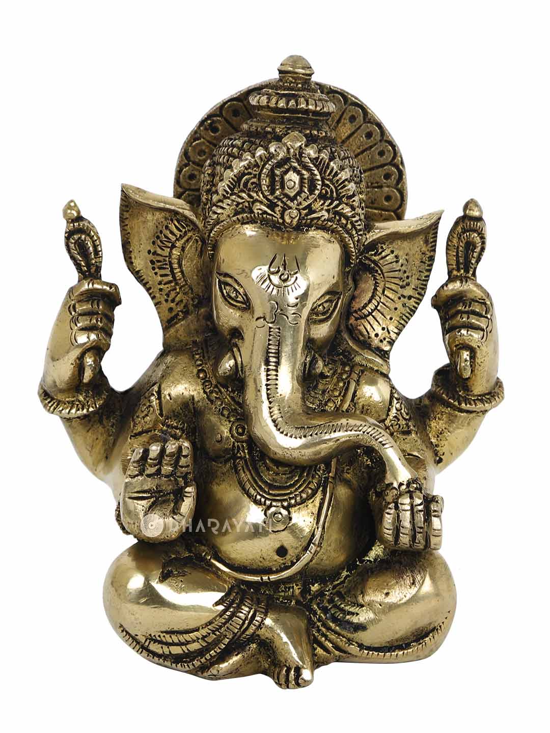 Ganesh 4 Hands Medium Decorative Brass Figurine