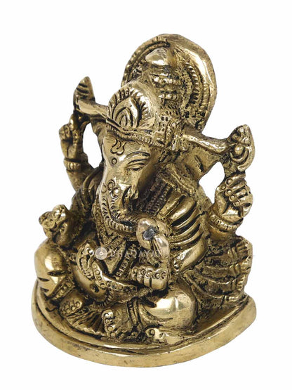 Brass Ganesh Figurine 4 Hands Decorative