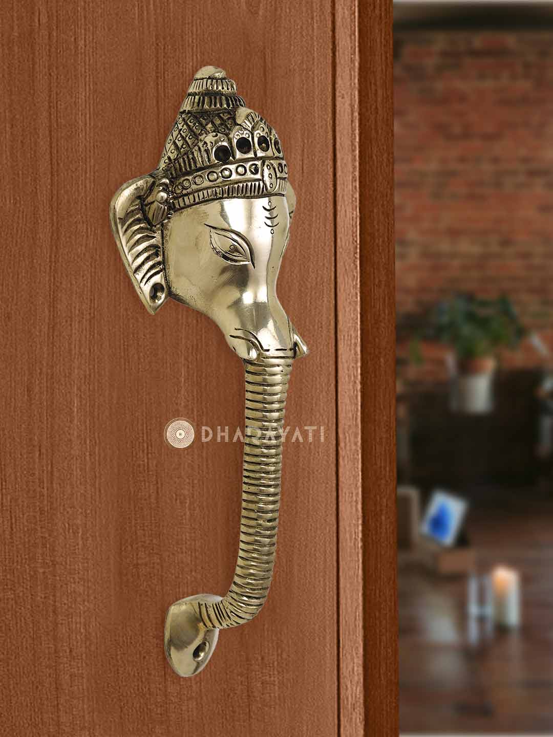 Ganesh Design Door Handle Decorative Brass