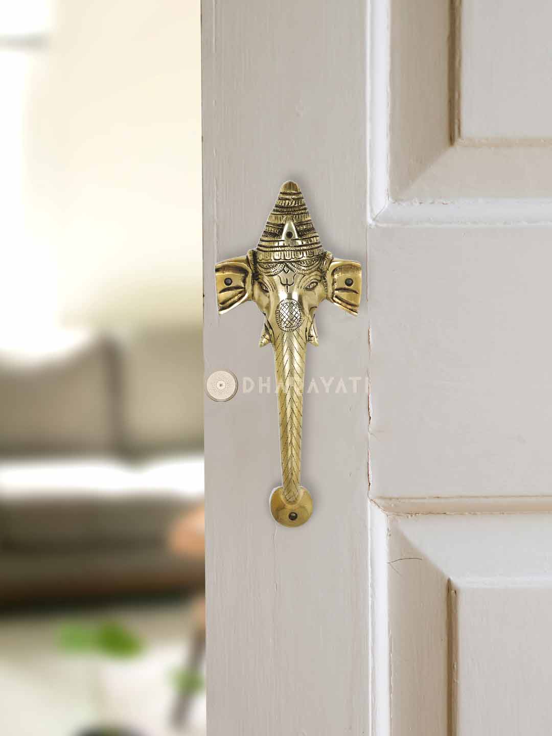 Ganesh Design Door Handle Decorative Brass