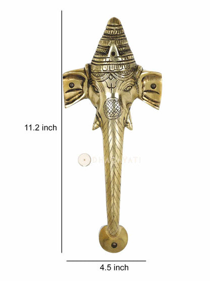 Ganesh Design Door Handle Decorative Brass