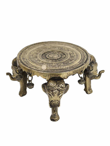 Chowki 3 Legs With Ghungroo Decorative Brass