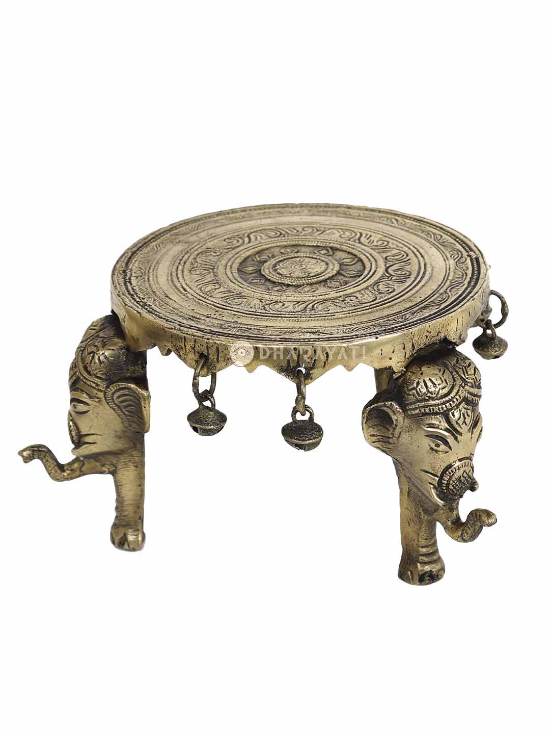 Chowki 3 Legs With Ghungroo Decorative Brass