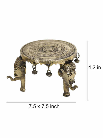 Chowki 3 Legs With Ghungroo Decorative Brass