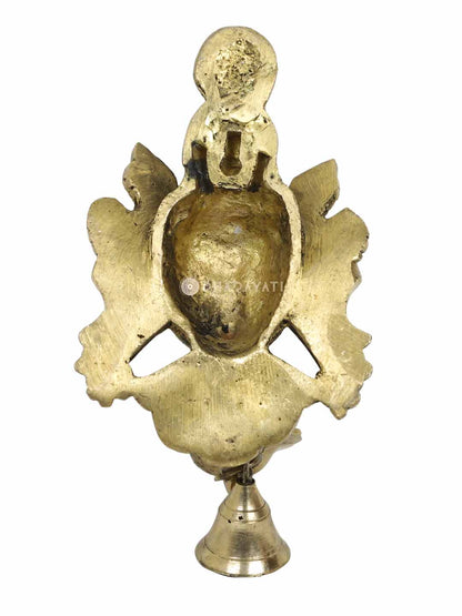 Ganesh Mask Wall Hanging Diya With Bell Decorative Brass Figurine