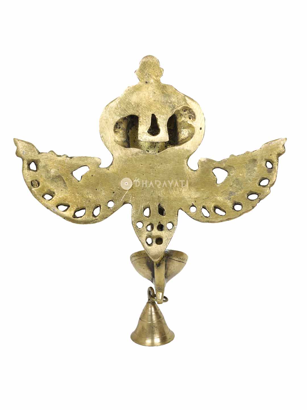 Brass Ganesh Mask Wall Hanging Diya With Bell Decorative Figurine