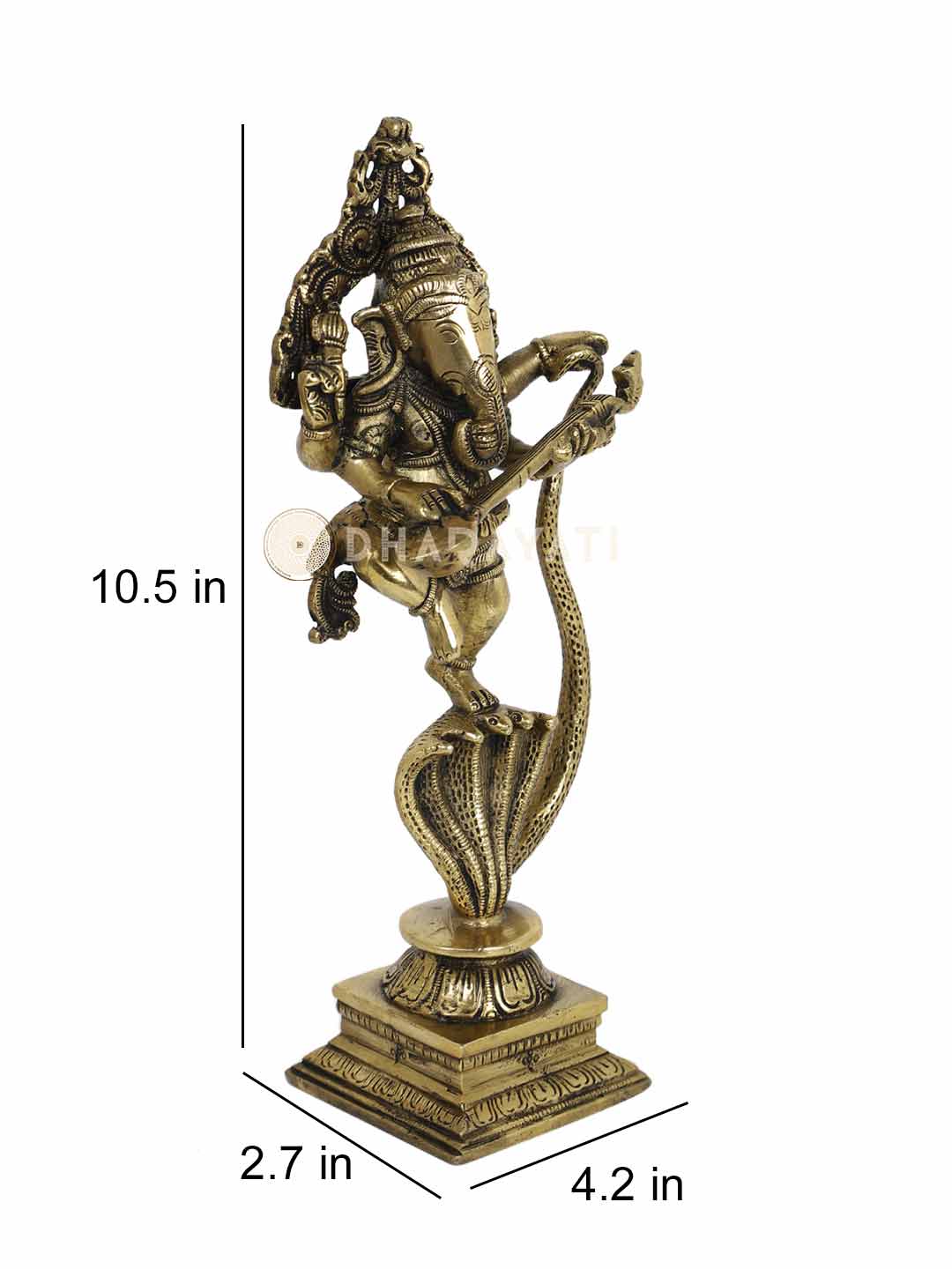 Ganesh On Snake Decorative Brass Figurine