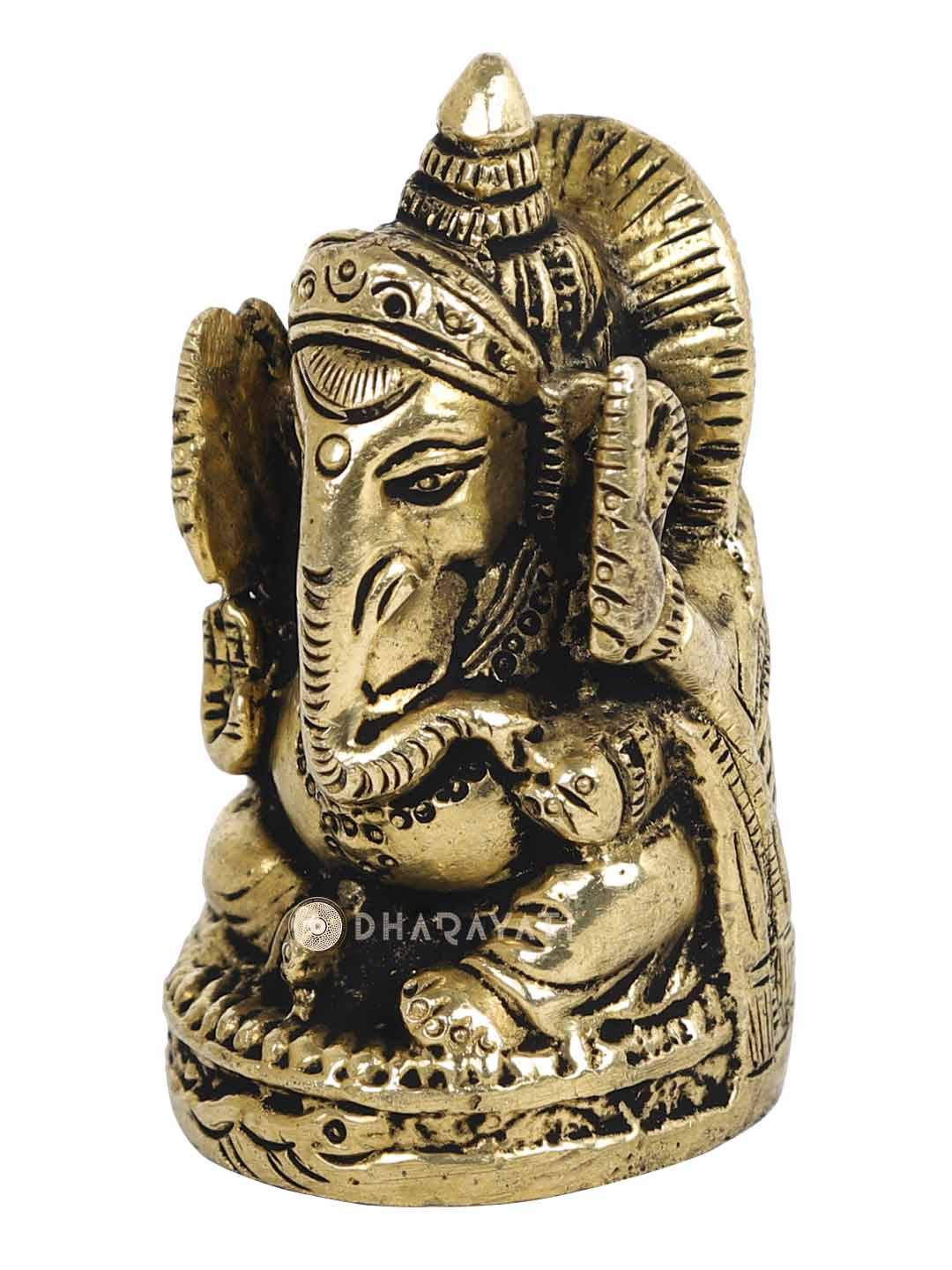 Ganesh Round Base Decorative Brass Figurine