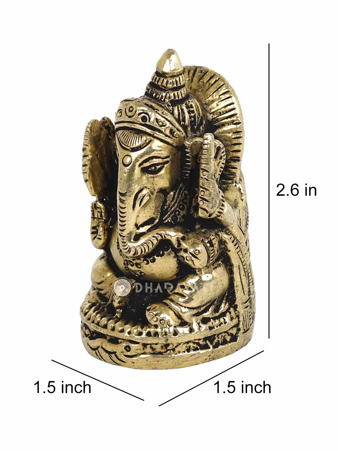 Ganesh Round Base Decorative Brass Figurine