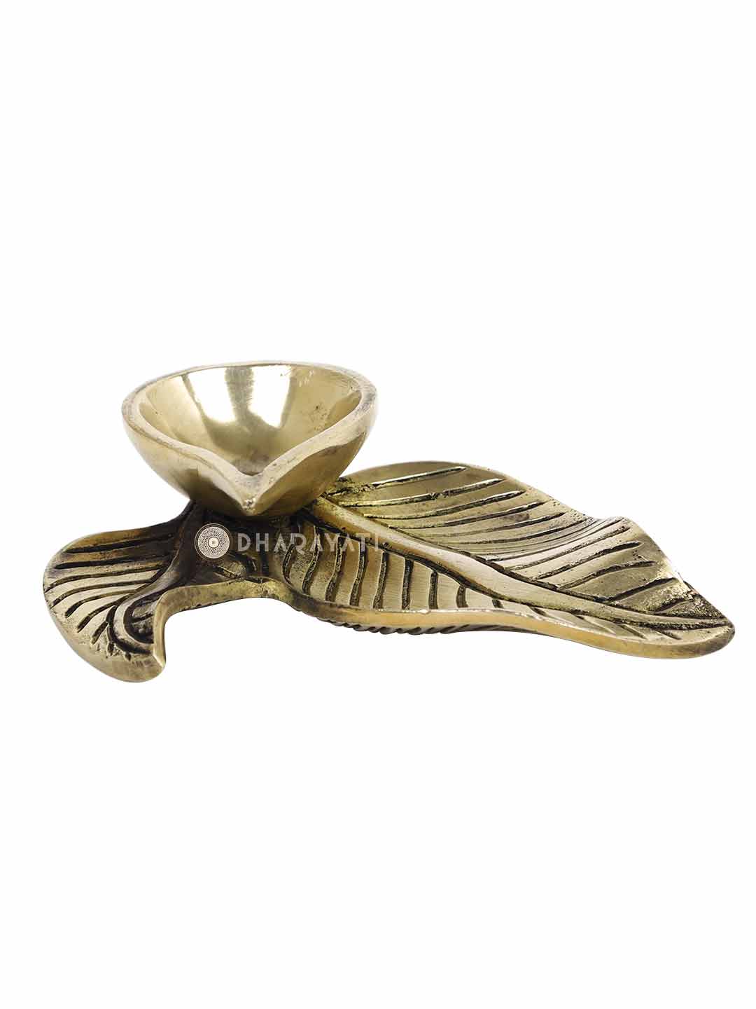 Leaf Design Diya Lamp Decorative Brass Figurine