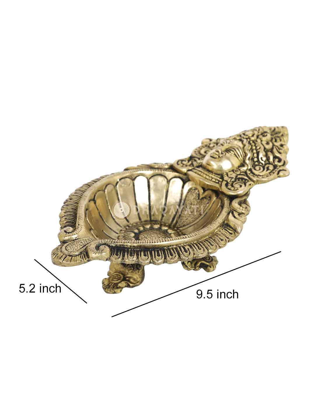 Laxmi Face Big Diya 3 Legs Decorative Brass Figurine