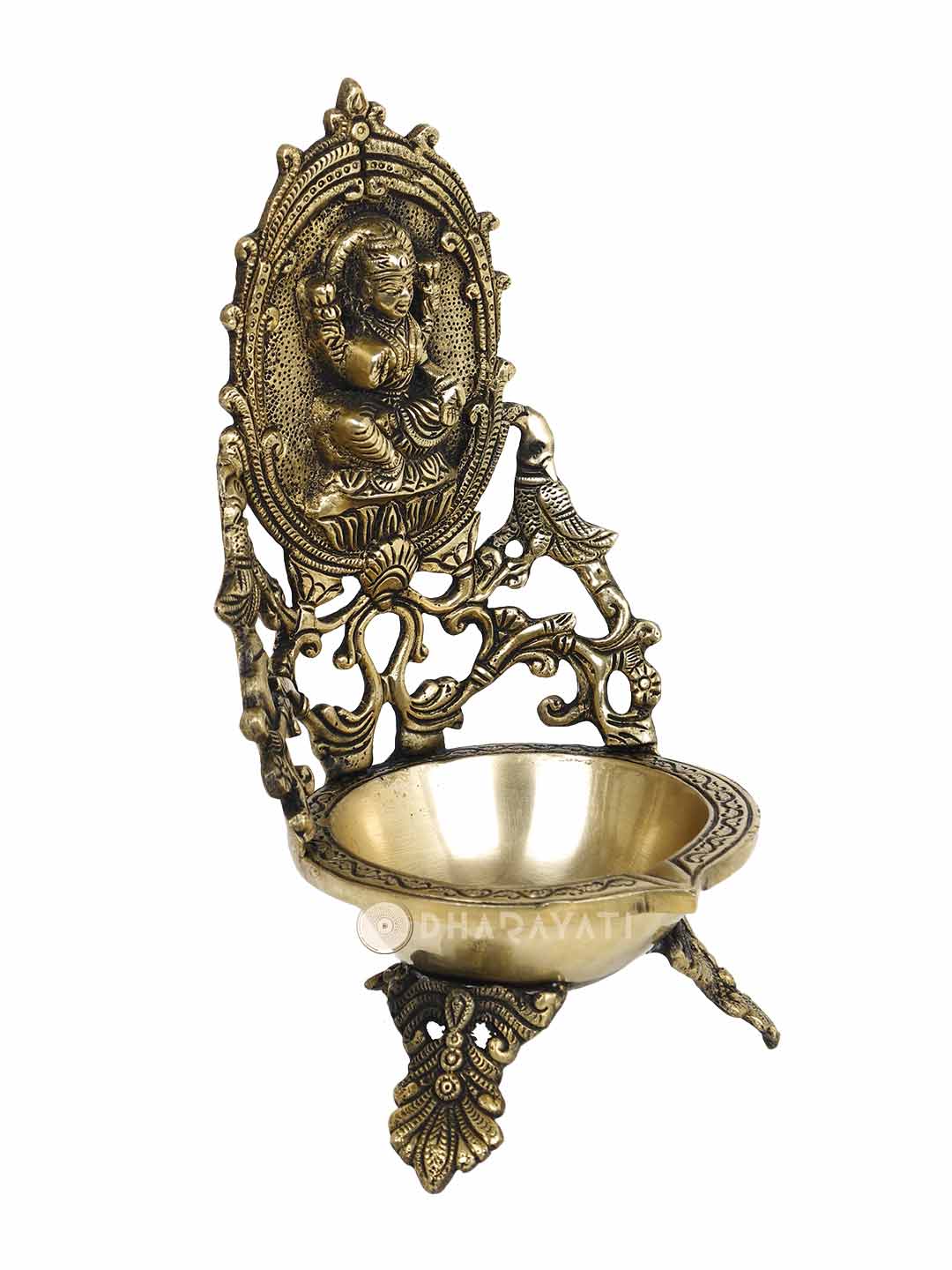 Laxmi Lamp Diya 3 Legs Decorative Brass Figurine